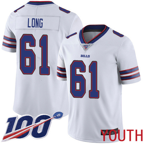 Youth Buffalo Bills #61 Spencer Long White Vapor Untouchable Limited Player 100th Season NFL Jersey